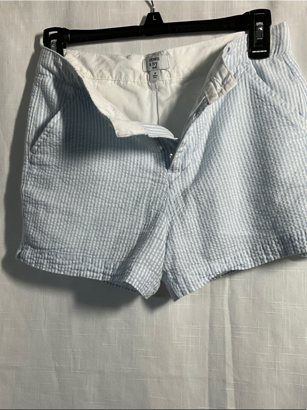 crown & ivy Light Blue and White Seersucker kids Shorts